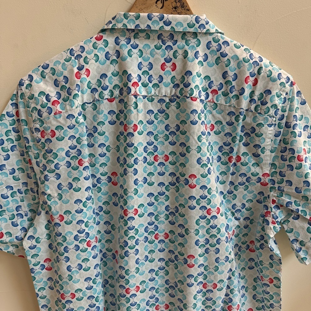 Original Penguin Short Sleeve Collared Button Up Art Deco Geo Print Mens Size M - Picture 5 of 11